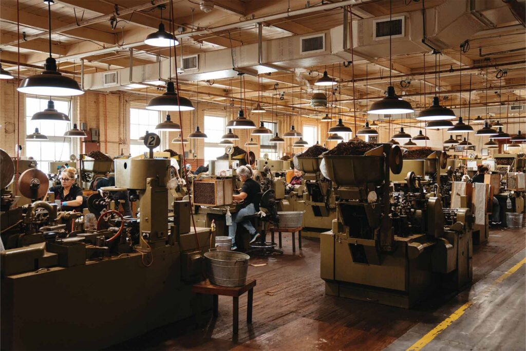 a large room with several machines